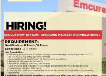 Emcure Pharmaceuticals Ltd. – Walk-In Interview for Regulatory Affairs on 16th November 2025