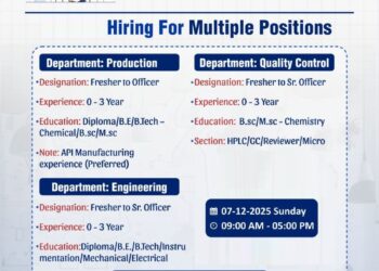 Cadila Pharmaceuticals Limited Walk-In Interview for Production, Quality Control & Engineering on 07 December 2025