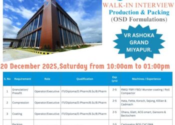 Granules Life Sciences – Walk-In Interview For Production & Packing (OSD Formulations) on 20 December 2025