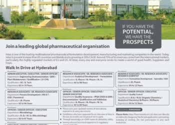 Intas Pharmaceuticals Ltd – Walk-In Interview For Multiple Departments on 21 December 2025