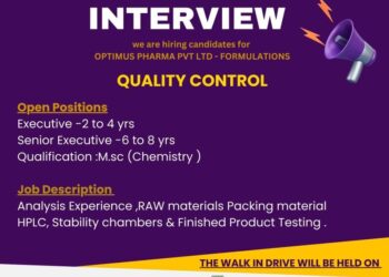 Optimus Pharma Pvt. Ltd – Walk-In Interview For Quality Control (Formulations) on 20 December 2025