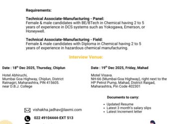 Laxmi Organic Industries Limited – Walk-In Interview For Manufacturing Department on 18 & 19 December 2025