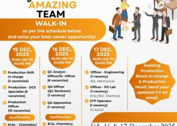 Acutaas Chemicals Limited – Walk-In Interview for Multiple Departments on 15, 16 & 17 December 2025