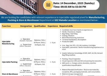 Amneal Pharmaceuticals – Walk-In Interview for Manufacturing, Packing & Store / Warehouse on 14 December 2025