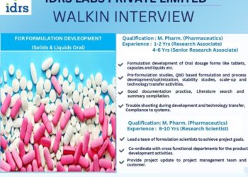 IDRS Labs Private Limited – Walk-In Interview For Formulation Development on 13 December 2025