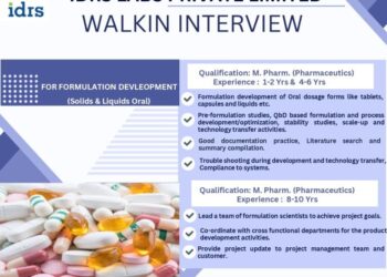 IDRS Labs Private Limited – Walk-In Interview for Formulation Development (Solids & Liquids Oral) on 05 December 2025