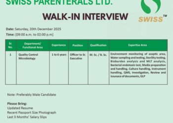 Swiss Parenterals Ltd – Walk-In Interview For Quality Control Microbiology on 20 December 2025