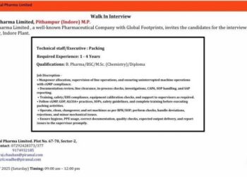 Piramal Pharma Limited – Walk-In Interview For Packing Department on 19 December 2025
