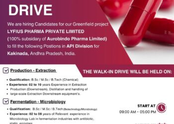 LYFIUS PHARMA PRIVATE LIMITED – Walk-In Drive for API Division on 13th December 2025
