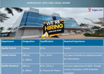 BLISS GVS PHARMA LTD – Hiring for QC & QA Departments || Apply Now