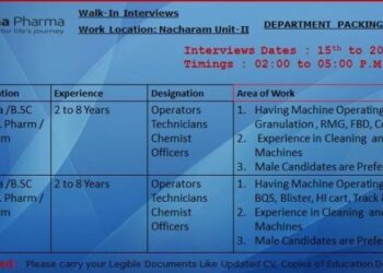 Sri Krishna Pharmaceuticals Ltd – Walk-In Interview For Production & Packing / MABS Manufacturing on 15 to 20 December 2025