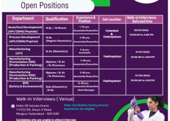 Laurus Labs Limited – Walk-In Interview For Multiple Departments on 30 January to 01 February 2026