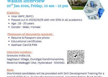 Granules India Ltd – Walk-In Interview For Intermediate Freshers on 23 January 2026