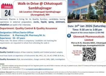 Glenmark Pharmaceuticals Limited – Walk-In Interview For Quality Control & Quality Assurance on 24 January 2026