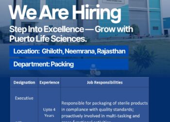 Puerto Life Sciences Pvt. Ltd – Hiring for Packing Department | Executive / Officer || Apply Now