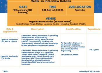 Cipla Limited – Walk-In Interview For Operator & Officer Roles on 18 January 2026