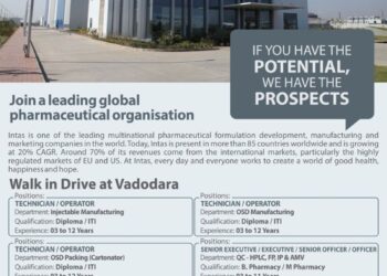 Intas Pharmaceuticals Ltd – Walk-In Interview For Multiple Departments on 08 February 2026