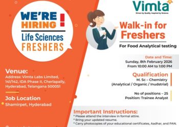 Vimta Labs Limited – Walk-In Interview For Freshers on 08 February 2026