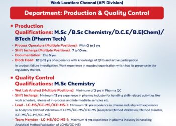 NATCO Pharma Limited – Walk-In Interview For Production & Quality Control on 21 February 2026