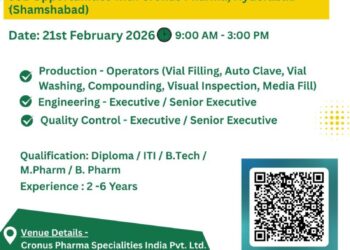 Cronus Pharma Specialities India Pvt. Ltd. – Walk-In Interview For Multiple Departments on 21 February 2026