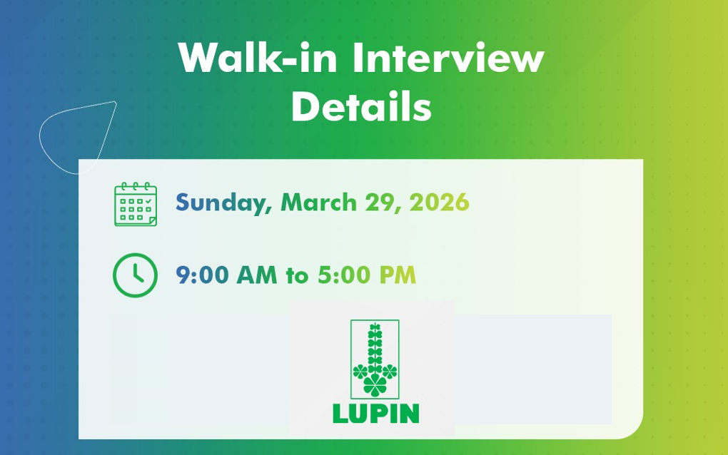 Lupin Limited – Walk-In Interview For Production, QA, QC & Packaging Departments on 29 March 2026