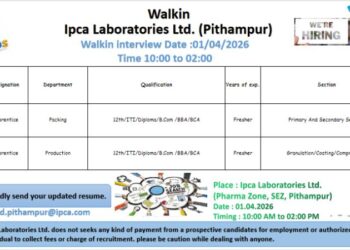Ipca Laboratories Ltd. – Walk-In Interview For Apprentice Roles on 01 April 2026
