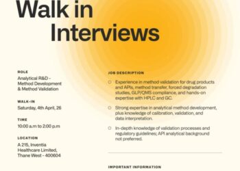 Inventia Healthcare Limited – Walk-In Interview For Analytical R&D on 4th April 2026