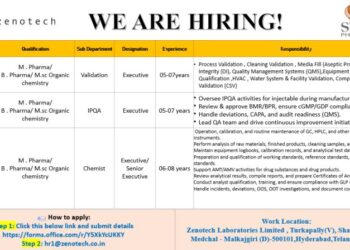 Zenotech Laboratories Limited – Urgent Hiring For Multiple Departments || Apply Now