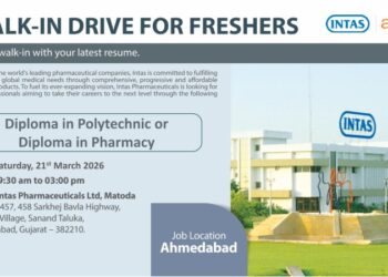 Intas Pharmaceuticals Ltd – Walk-In Interview For Freshers on 21st March 2026