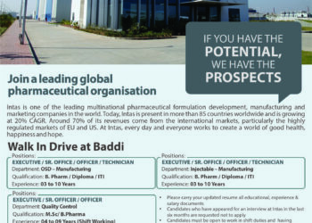 Intas Pharmaceuticals Ltd – Walk-In Interview For OSD, Injectable & QC Departments on 12 April 2026
