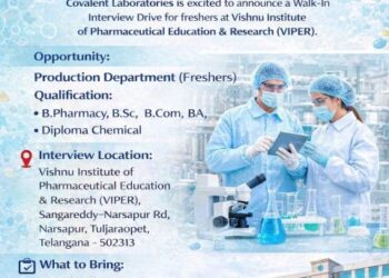Covalent Laboratories – Walk-In Interview For Production Department on 30 March 2026