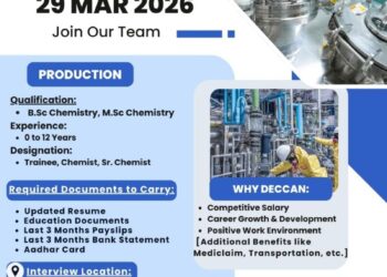 Deccan Fine Chemicals (India) Pvt. Ltd – Walk-In Interview For Production Department on 29 March 2026