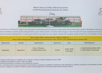 Sun Pharmaceutical Industries Ltd – Walk-In Interview For Apprentice on 19 March 2026