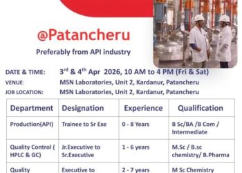 MSN Laboratories – Walk-In Interview For Multiple Departments on 03 & 04 April 2026