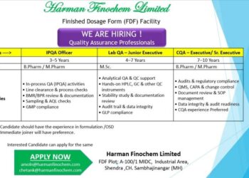 Harman Finochem Limited – Hiring For Quality Assurance Professionals || Apply Now