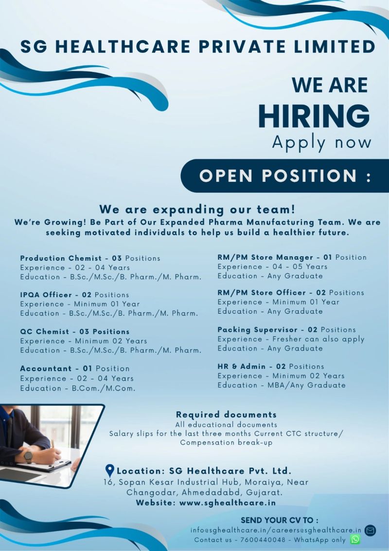 SG Healthcare Private Limited – Hiring For Multiple Positions || Apply Now
