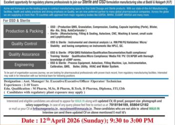 ACME Group – Walk-In Interview For Multiple Departments on 12 April 2026