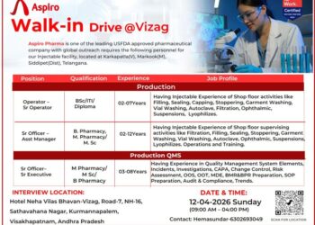 Aspiro Pharma Ltd – Walk-In Interview For Production & QMS on 12 April 2026