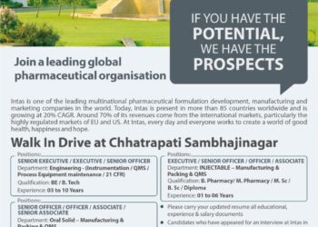 Intas Pharmaceuticals Ltd – Walk-In Interview For Multiple Departments on 12 April 2026