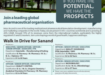 Intas Pharmaceuticals Ltd – Walk-In Interview For Multiple Departments on 19 April 2026