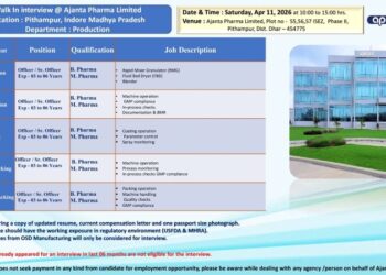 Ajanta Pharma Limited – Walk-In Interview For Production Department on 11 April 2026