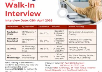 Hetero – Walk-In Interview For Multiple Departments on 05 April 2026