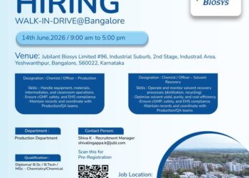 Jubilant Biosys Limited – Walk-In Interview For Multiple Departments on 14 June 2026
